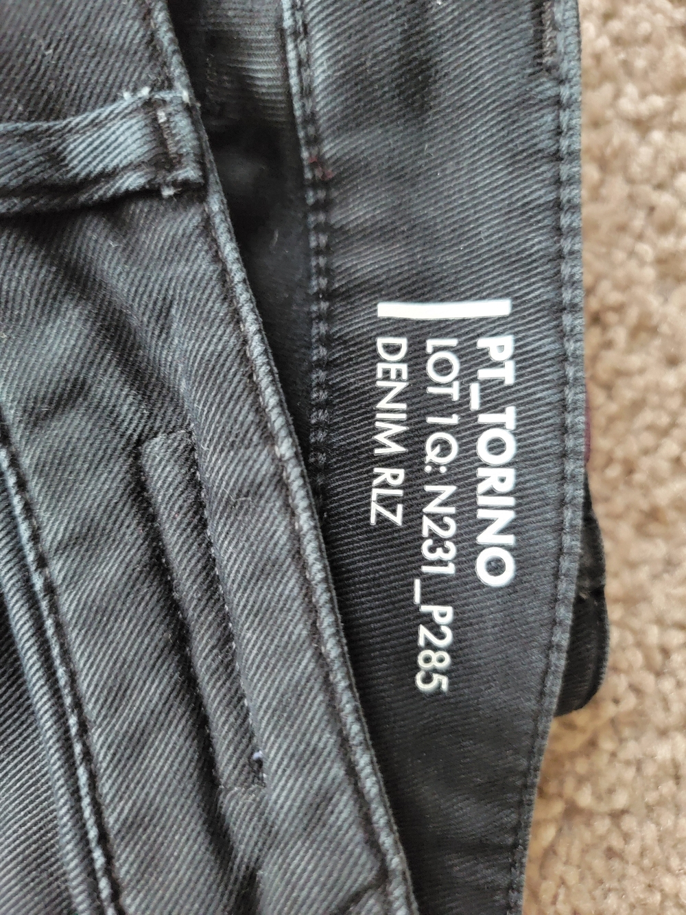 PT Torino Black Straight-Leg Denim Jeans